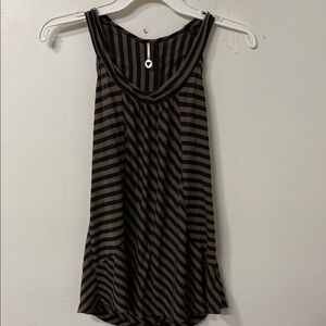 Robin K Black and Brown Striped Tank Top